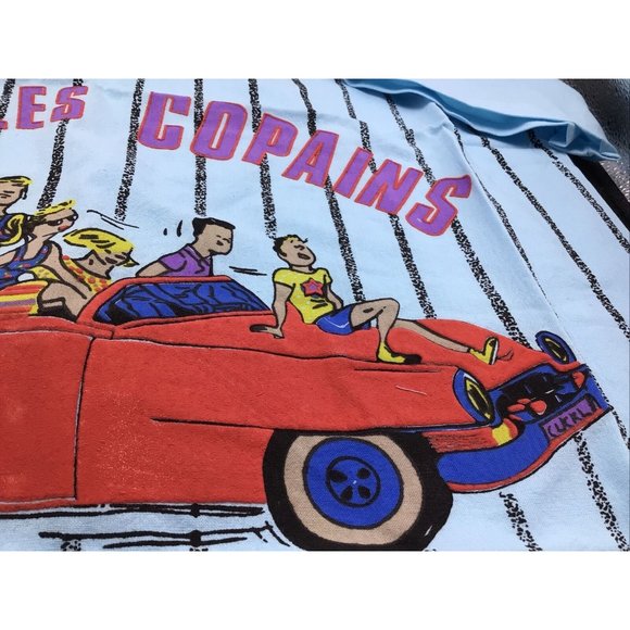 Caribbean Pacific Womens L Blue Graphic Polo Shirt Pocket Vtg 80s NWT Car People - Picture 5 of 12